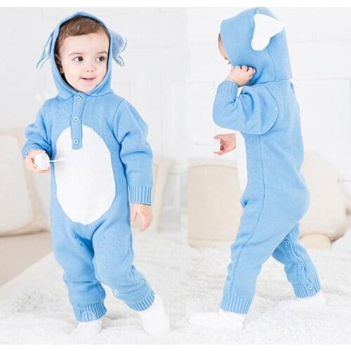 IYEAL Spring Autumn Cute Cartoon Hooded Baby Rompers For Boys Girls Clothes Newborn Clothing Infant Costume