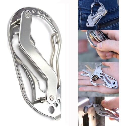 Multi-function wrench Screwdriver Quick Stainless steel carabiner Keychain Bottle Opener Keychain Key Clip Pocket Tools A1