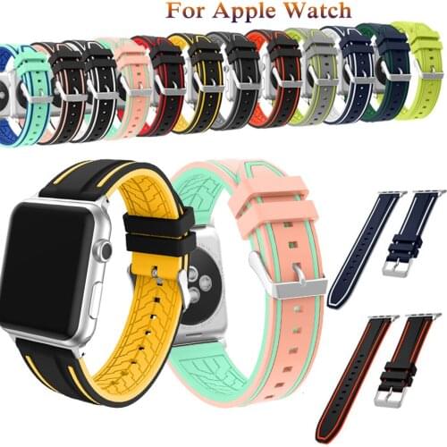 Soft silicone bracelet For Apple Watch 40mm 44mm 38mm 42mm fashion classic smart watchbands for Apple Watch series 4 3 2 1 Watch