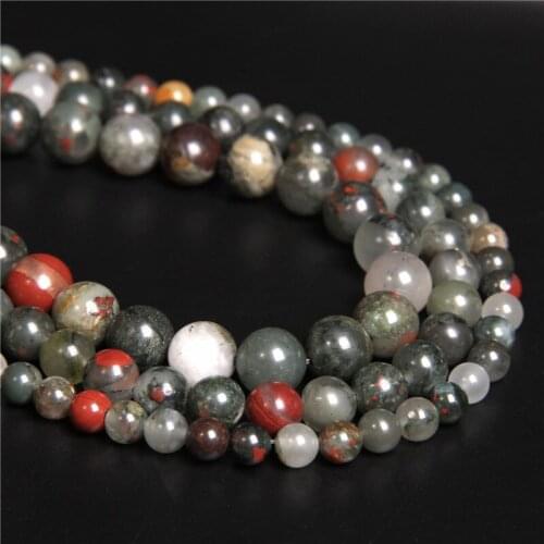 Wholesale Natural Bloodstone Stone Round Smooth Loose Beads 15.5" Strand 6 8 10 12 MM Size For Jewelry Making DIY Men Bracelets