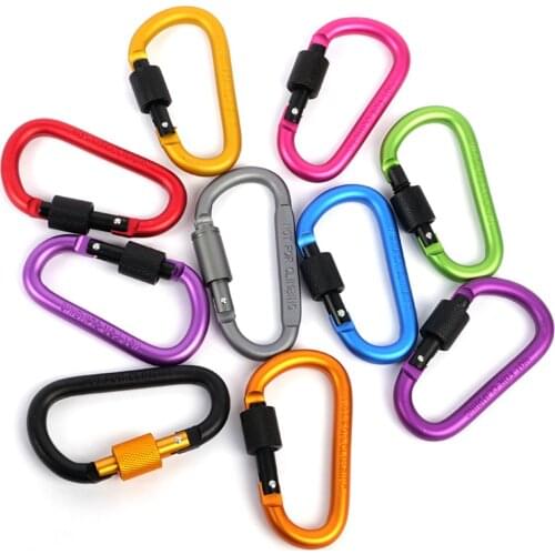 Outdoor Climbing Backpack Carbine 8cm Aluminum Carabiner D-ring Key Chainclip Camping Keychain Snap Hook Travel Kit Travel Gadge