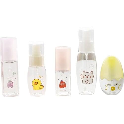 35/45/50/55/85ml Cartoon Printed Transparent Empty Spray Bottles Pet Mini Cosmetic Containers Refillable Liquid Perfume Bottle