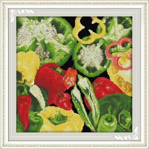 Joy sunday life style Chillies ornament kitchen cross embroidery stitch needlepoint crosses for handwork craft
