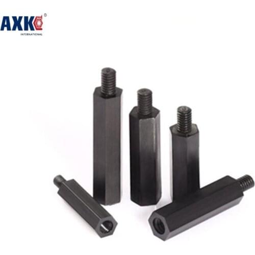 Drywall Screw Parafuso 2021 Axk 100pcs/lot M4*6/8/10/12/15/18/20/25/30/35+6 Male To Female Black Nylon Plastic Standoff Spacer