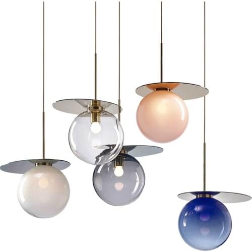 Nordic designer Danish color glass pendant lights bedroom bedside living room ball bubble lamp bar hanging lights deco lighting