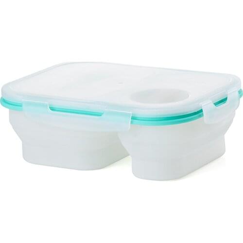 Outdoor Foldable Collapsible Eco Meal Kit Silica Gel Lunch Boxes Safe FOR Microwave and Dishwasher