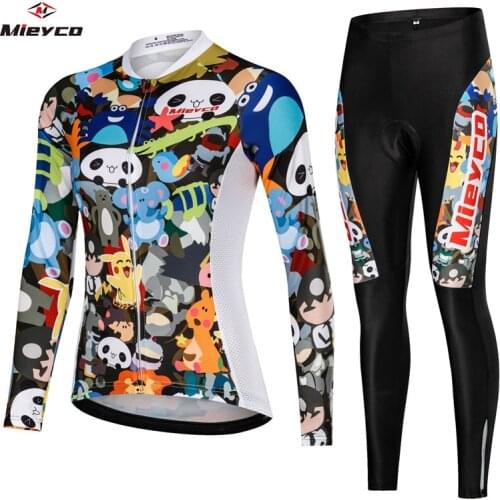 Mieyco Cycling Jersey Roupa De Ciclismo Feminina Tops Team MTB Mountain Bike Clothings Panda Design Quick Dry Breathable Bib Set