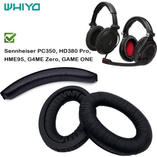 Whiyo 1 set of Replacement Headband & EarPads for Sennheiser PC350, HD380 Pro, HME95 G4ME Zero GAME ONE Headset Cushion Bumper