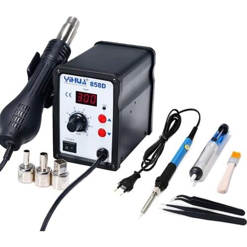 YIHUA 858D Soldering Station Hot Air Gun Repair Rework Desoldering Station Welding Tools Kits SMD BGA Rework Solder Station Heat