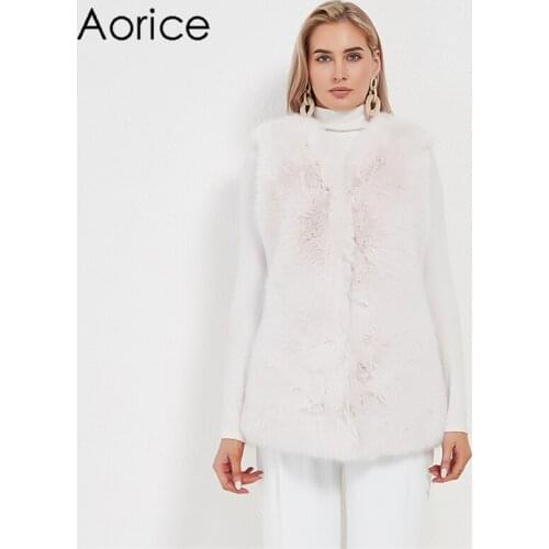 Aorice Womens Faux Fox Fur Coat Parka Vest Winter New Girls Coats Jackets Sweater Over Size CT126