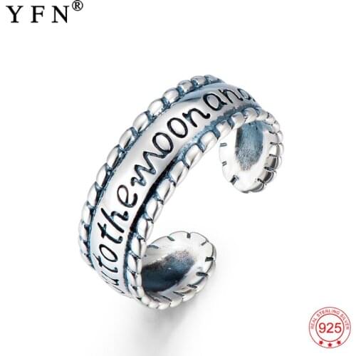 YFN 925 Sterling Silver Rings For Women I Love You To The Moon And Back Resizable Ring Anillos Mujer Jewelry Clearance Product