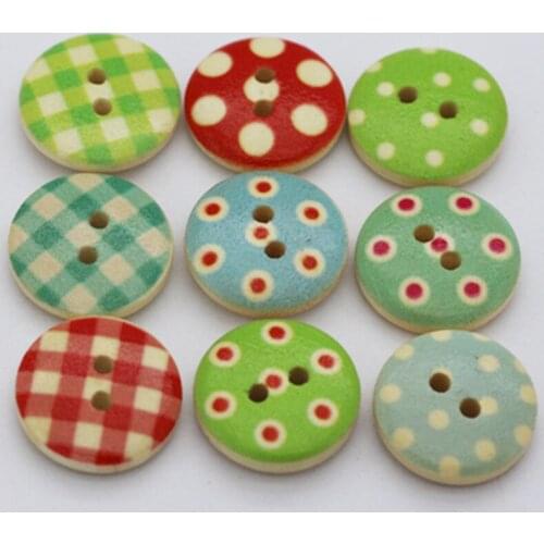 100pcs/lot New Colorful 2 Holes Wooden Buttons Sewing Buttons Craft Scrapbooking Clothing Accessories Wood Craft MS 001