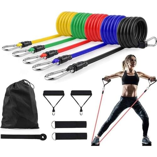 11Pcs/Set Latex Resistance Bands Exercise Home Workout Yoga Training Tubes Pull Rope Rubber Expander Elastic Bands For Fitness