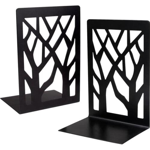 2 Pair Bookends, Book Ends for Shelves Heavy Books Home Decorative Black Metal Bookend Supports Book Shelf Holder Stoppers