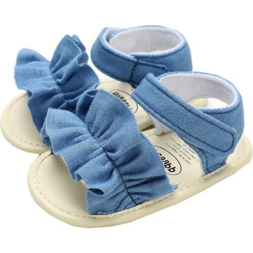 2021 Fashion Baby Shoes Girls Summer Sandals Cute Baby Girl Cloth Sole Bow-knot Rubber Sole Flat Non-slip Sandals Toddler Shoes