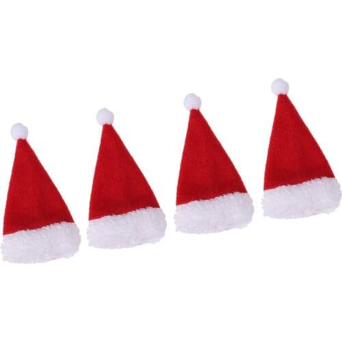 4pcs Christmas Decoration Red Wine Bottle Covers With Hats Bags Santa Dinner Table Decoration For Home Christmas Party