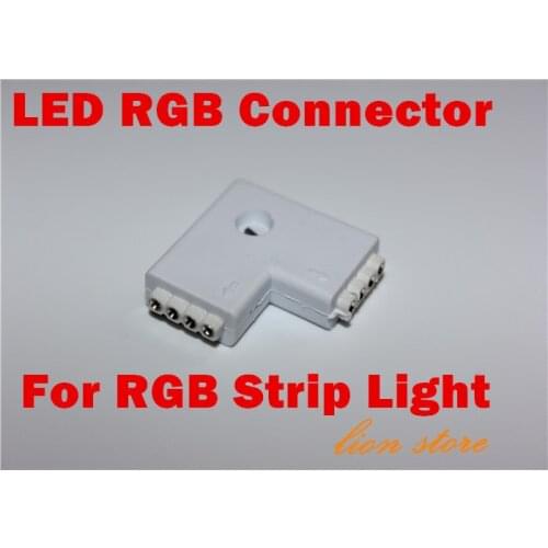5PCS/Lot 10mm 4pin L type RGB led connector wireless for 5050 RGB strip light No need soldering easy connect