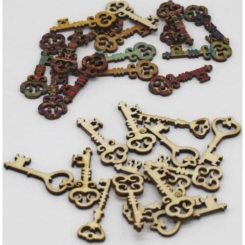 50Pcs DIY Log mixed key wood chips decorative Wood DIY Crafts Crafts Scrapbooking Supplies Hand-made Graffiti Buttons