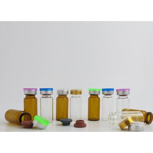 50 x 10ml Amber Clear Perfume Essential Essence Glass Bottles with Filp off Lid Pharmaceutica Sample Vials & Rubber Stopper