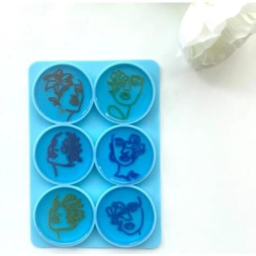 6 Round Female Heads Mobile Phone Holder Epoxy Resin Mold Phone Grip Decorations Casting Silicone Mould DIY Crafts Plaster