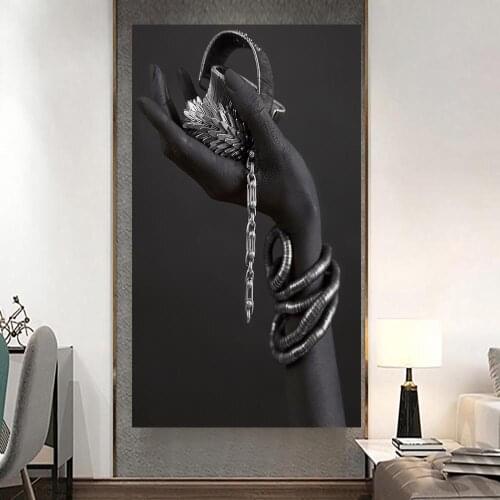 African Art Prints Black Hands Holding Jewelry Canvas Painting Posters and Prints Wall Art Pictures for Living Room Home Decor