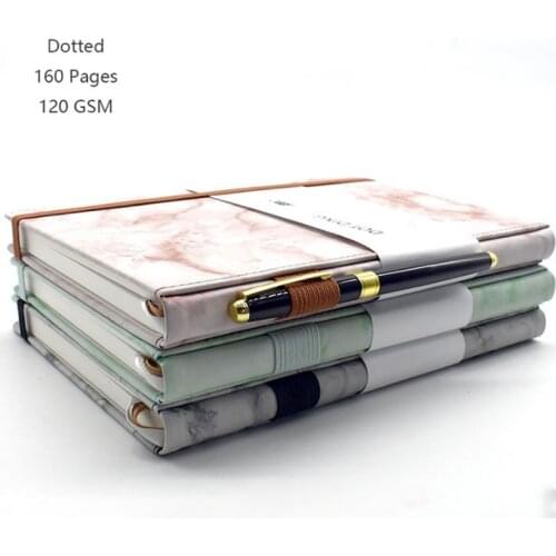 Bullet journal A5 Dotted Pages Notebook A5 160 PagesMarble Pattern Soft Leather Hard Cover School Planner Efficiency Planner