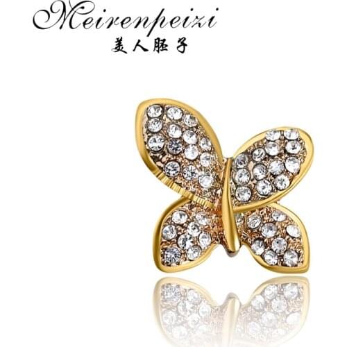New Butterfly Brooch Crystal Brooches for Women Lady Heart Pins Bridal Wedding Party Bouquet DIY Jewelry Boutonniere