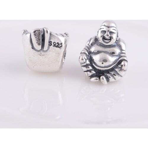 Buddha Beads 925 Sterling Silver Threaded Charms DIY Jewelry Fit Original Pandora Charms Bracelet LW129