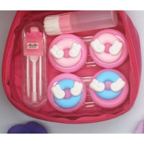 LIUSVENTINA Hot Sale DIY Resin Cute Wing Doughnut Combo Contact Lens Case Bag Container for Color Lenses Gift for Girls