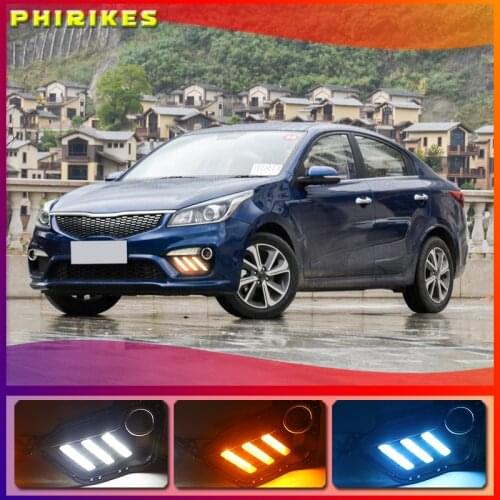 For KIA Rio K2 2016-2017 1 Pair 3-Color Car Daytime Running Light Turn Signal Light DRL LED Fog Lamp Cover