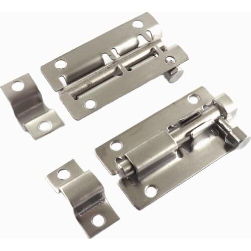 Door Latch Hook Lock with Screws Silver Stainless Steel Latch Door Closet Windows Cabinet Box Hardware Furniture Accessories