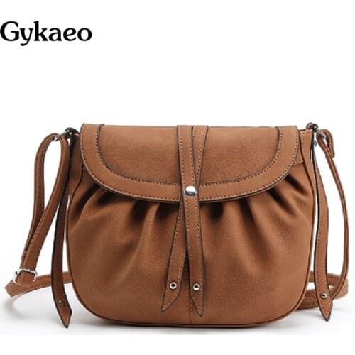 Gykaeo 2020 Women Small Crosbody Messenger Bags PU Leather Saddle Bags Ladies Shoulder Bags Female Vintage Bag Bolsas Feminina