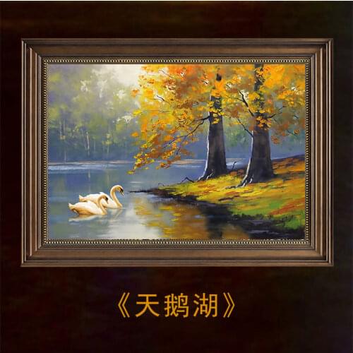 DIY Oil Painting Swan Lake Cross Stitch Kits Embroidery Needlework Sets 11CT DMC Printed Cross-Stitch Set Room Decoration Painti