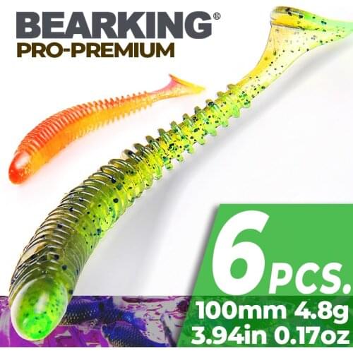 Hot 4" 6pcs 10cm/4.8g Bearking Silicone Soft Bait professional Lure quality Carp Artificial Wobblers free shipping