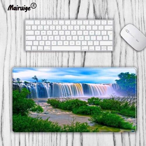 Mairuige color waterfall landscape high quality print PC large size mouse pad PC gaming keyboard rubber precision seam mat