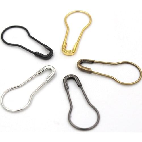 1000 Pieces/lot Metal Pins Golden Sliver Black Grey Gourd Pear Shape Safety Metal Clips Findings Fit Brooch For Garment Tag