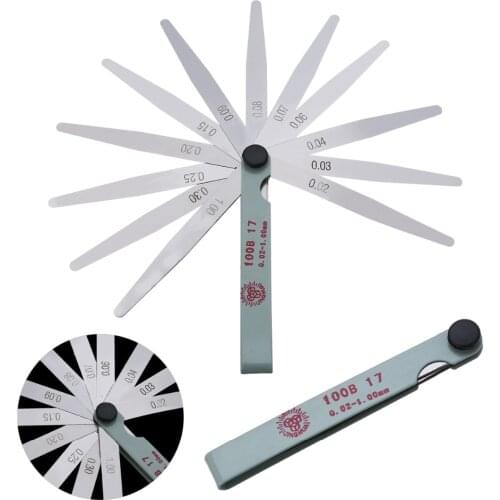 100mm Length Metric Feeler Gauge 17 Blade Gap Filler 0.02-1.00mm Thickness Measurement Layout Tool