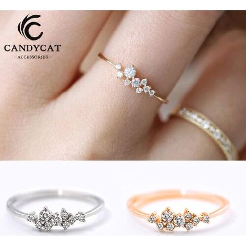 Trendy Gold Silver Color Rings Women Rhinestone Rings Female Wedding Rings Engagement Rings Jewelry Accessories Girlfriend Gift