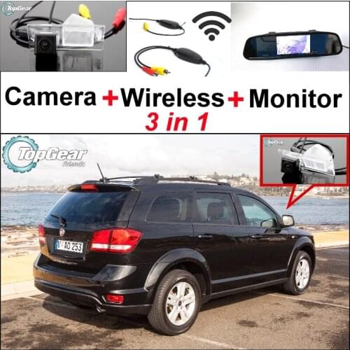 3 in1 Special Rear View Camera + Wireless Receiver + Mirror Monitor EASY DIY Backup Parking System For FIAT Freemont 2009~2014