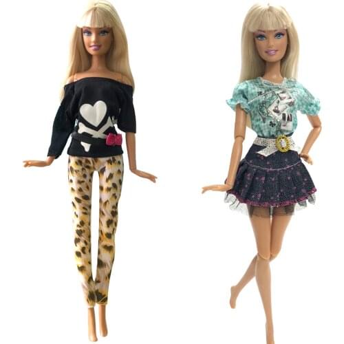 NK 2 Pcs/Set Doll Dress Fashion Outfit Daily Casual Wear Skirt For Barbie Doll Accessories Baby Toy Girls' Gift 01H 2X