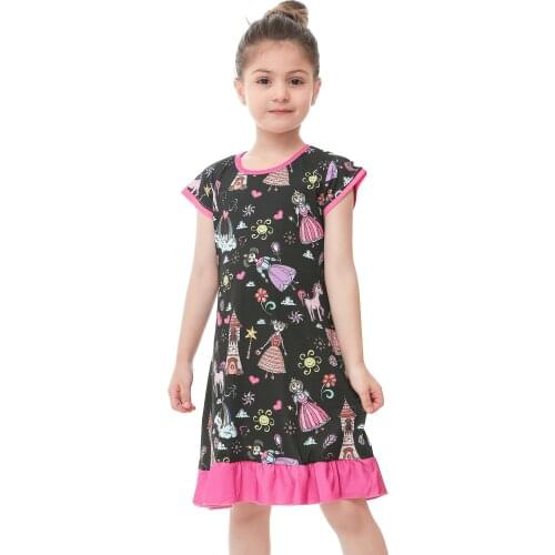 Girls Party Dress Milk Silk Pajamas Gowns for Baby Toddlers Cartoon Dresses Nightgowns Kids 3D Printing Pyjama Children Dressing