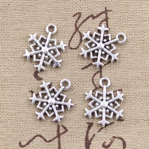30pcs Charms Snow Snowflake 18x14mm Antique Silver Color Pendants DIY Necklace Crafts Making Findings Handmade Tibetan Jewelry