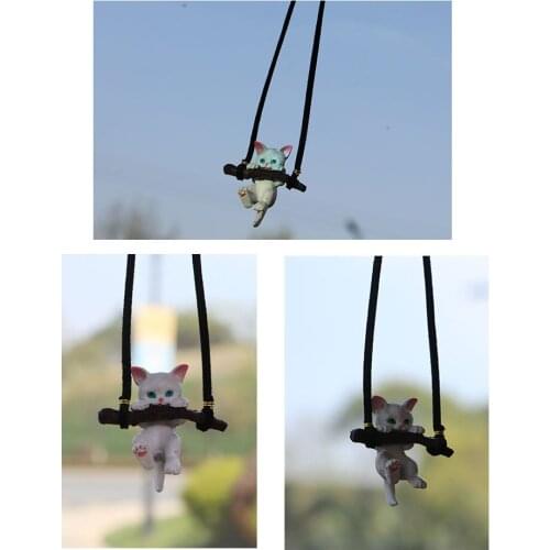 Car Pendant Ornaments Anime Warm Heart Cute cat Auto Accessories White cat Interior Rearview Mirror Decoration Hanging Pendants