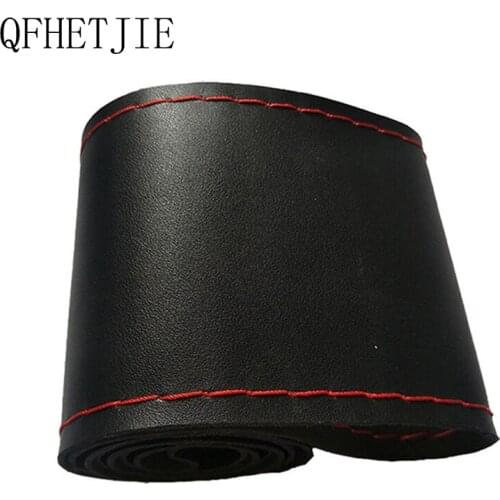QFHETJIE Fashion Woven Car Steering Wheel Cover Artificial Leather 38 Cm Diameter Non-slip Wear-resistant Practical Interior