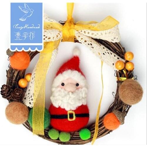 Christmas wreath wool needlepoint kit wool felt needle felting keychain craft needlecraft DIY handmade