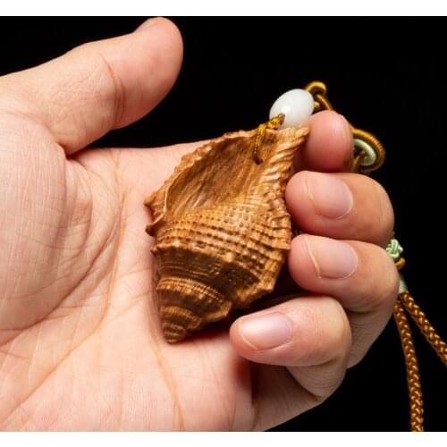 Sandalwood Chinese Style Wooden Carvings Hanging Pieces Household Decoration Feng Shui Crafts Solid Wood Conch Lucky Pendant