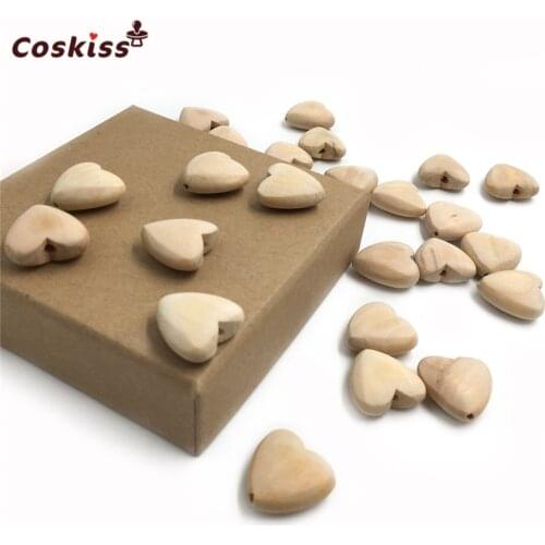 20mm(0.79'')Unfinished Wood Hearts with Holes Natural Wooden Heart Drops Heart Pendant DIY Baby Teether Accessories