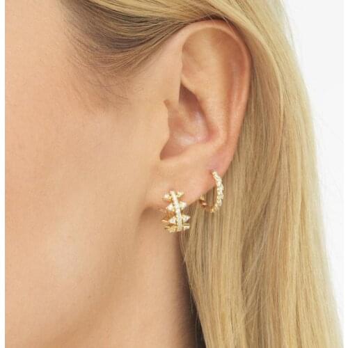 Silver circle hoop Earrings With cz paved mini round hoop earring For Women firl simple Authentic silver Jewelry Gift