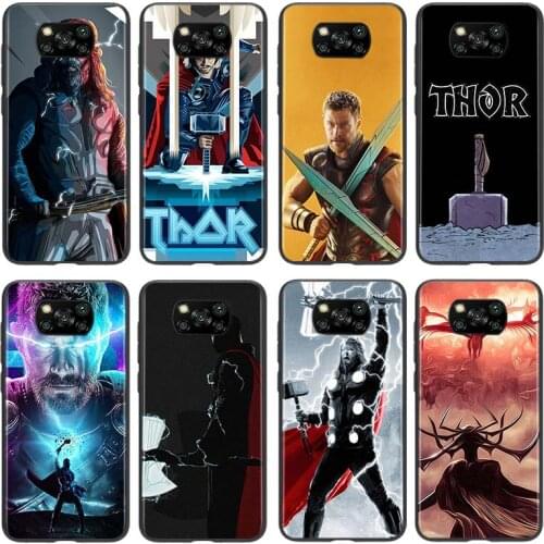 Marvel Avengers Thor Silicone For Xiaomi Poco X3 NFC M3 M2 X2 F3 F2 Pro C3 F1 Mi Play Mix 3 A2 A1 6X 5X Black Soft Phone Case