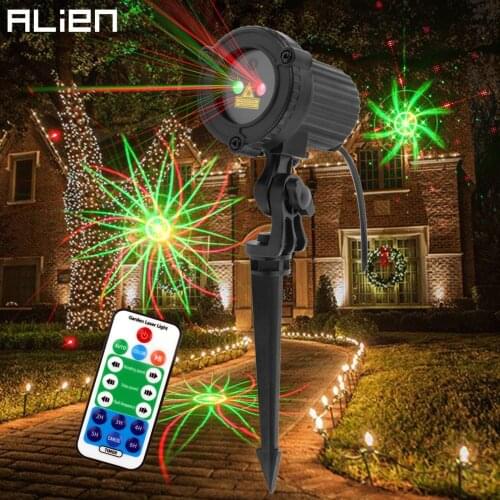 ALIEN Remote Red-green 8 Patterns Christmas Outdoor Waterproof Laser Projector Lights For Garden Xmas Decoration Home House Tree
